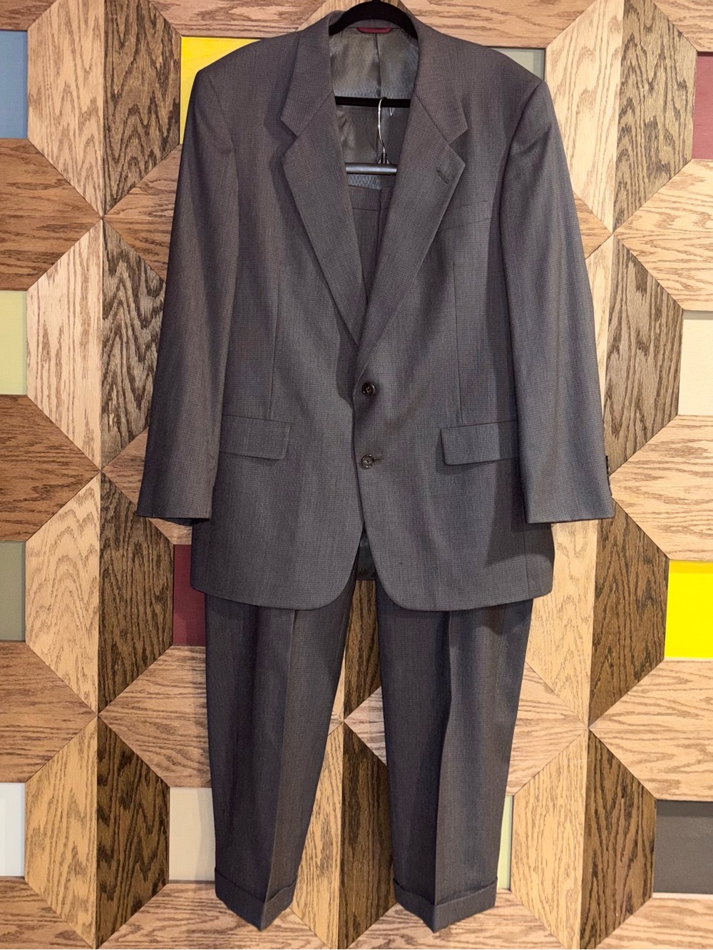 Vtg 60s 70s Hart Schaffner & Marx Suit Grey Fine Australian Wool 2 Pc 43L 36x30